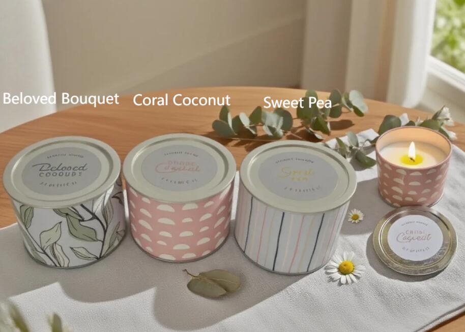 Flat Top Printed Tin Candles